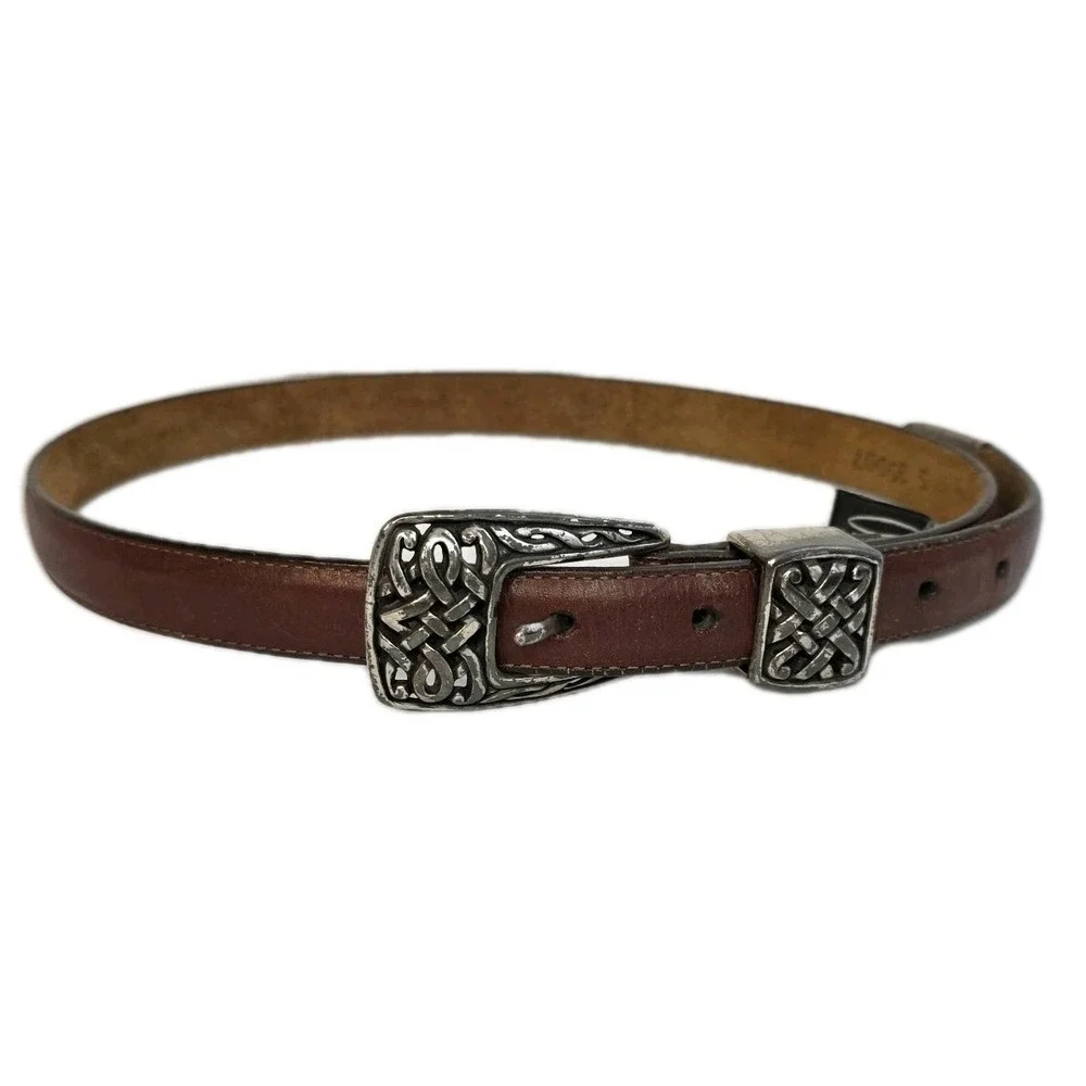 Vintage Brighton Belt Leather Brown 1995 Celtic Buckle 35007 Small 26-28